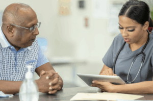 MPCP - A man speaking to his doctor about colorectal cancer